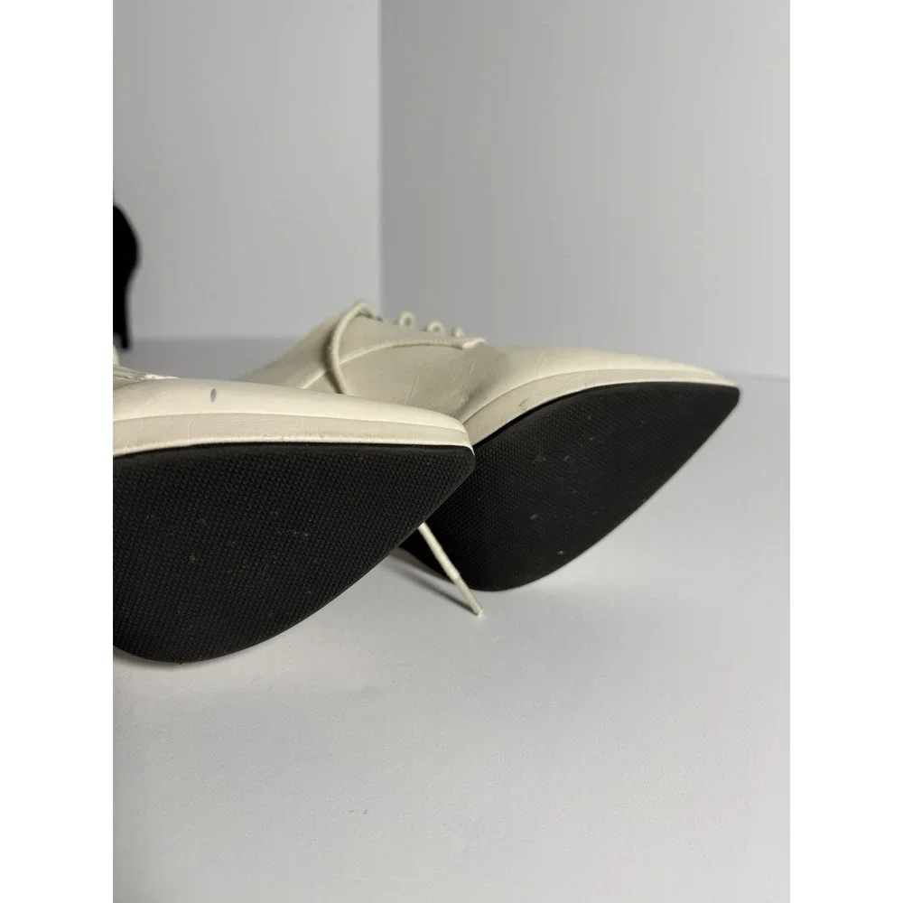 Cream Faux Leather Lace-Up Pointed Toe High Heels Size 6 W-36- Used- Good Cond - Picture 5 of 6
